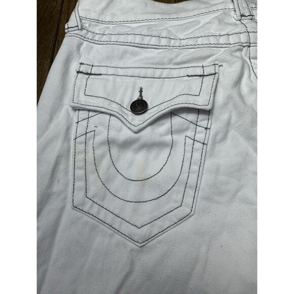 True RELIGION White Denim Jeans Ricky Relaxed Straight Mens 30 Snap Pocket - Picture 4 of 8